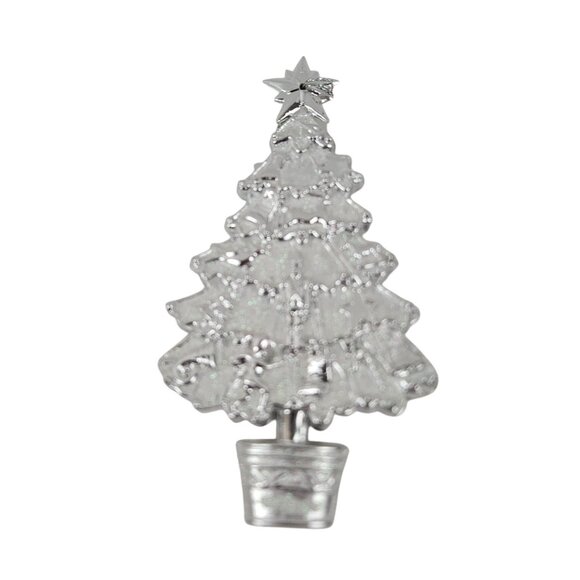 Silver And Clear Acrylic Ornaments 1 Christmas Tree Glitter 5 Finial Drop - Picture 2 of 9